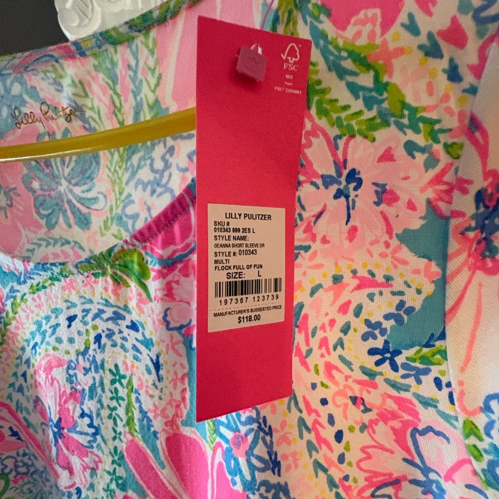 NWT Lilly Pulitzer Pink and Blue Floral Dress - Picture 2 of 4